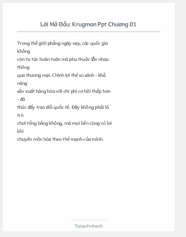 Trích đoạn Krugman Ppt Chương 01