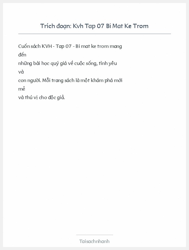 Trích đoạn Kvh Tap 07 Bi Mat Ke Trom