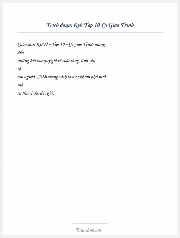 Trích đoạn Kvh Tap 10 Co Giao Trinh