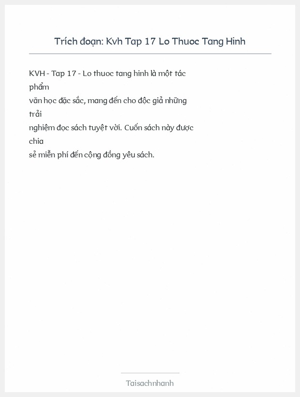 Trích đoạn Kvh Tap 17 Lo Thuoc Tang Hinh