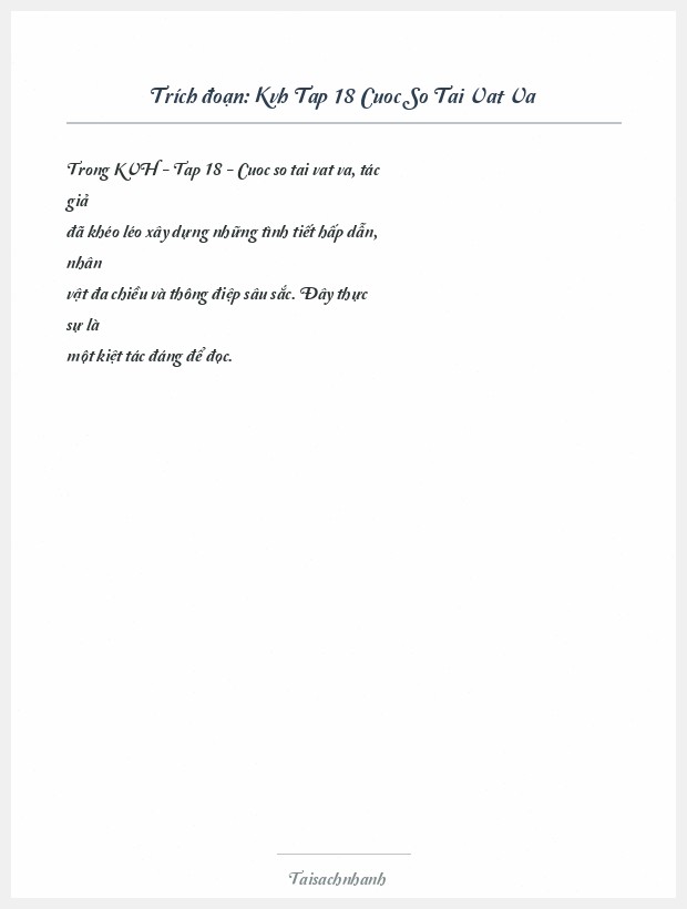 Trích đoạn Kvh Tap 18 Cuoc So Tai Vat Va
