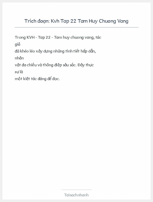 Trích đoạn Kvh Tap 22 Tam Huy Chuong Vang