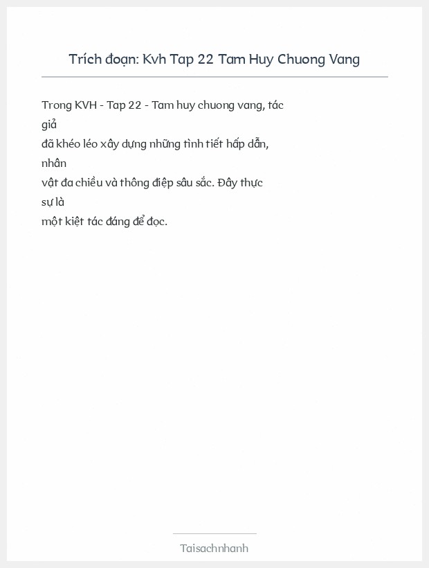 Trích đoạn Kvh Tap 22 Tam Huy Chuong Vang