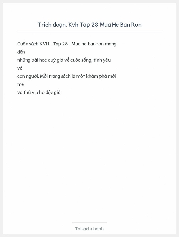 Trích đoạn Kvh Tap 28 Mua He Ban Ron