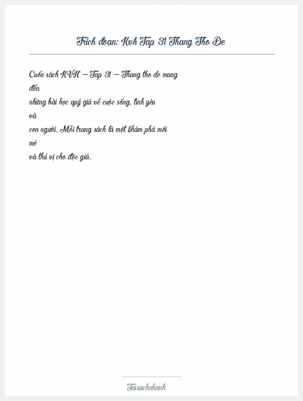 Trích đoạn Kvh Tap 31 Thang Tho De