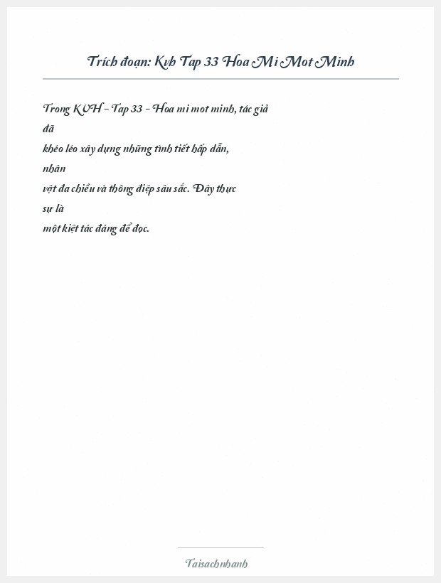 Trích đoạn Kvh Tap 33 Hoa Mi Mot Minh