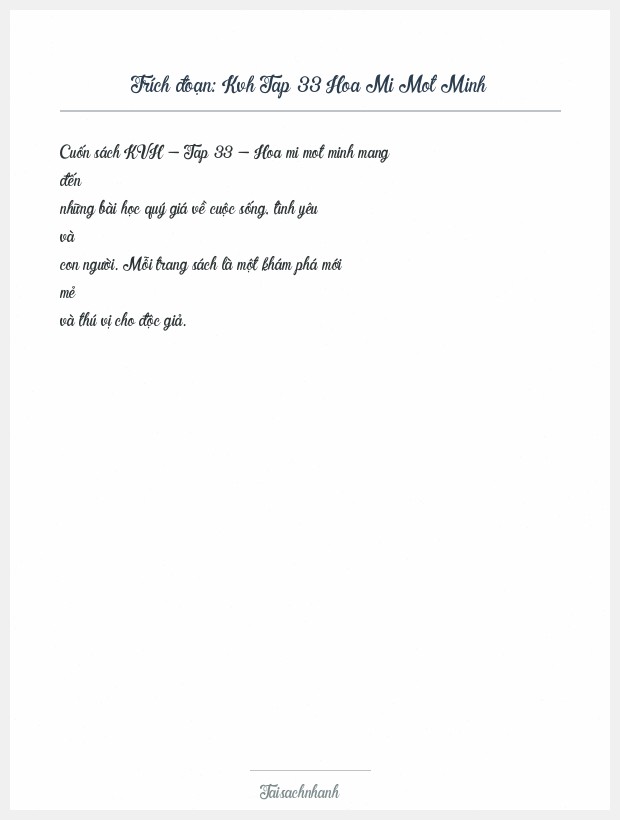 Trích đoạn Kvh Tap 33 Hoa Mi Mot Minh