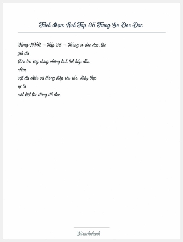 Trích đoạn Kvh Tap 35 Trung So Doc Dac