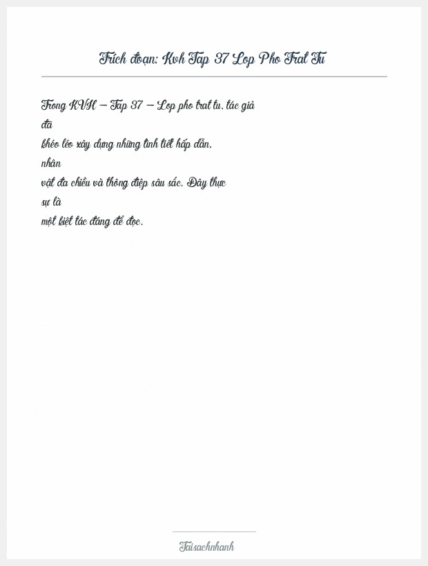 Trích đoạn Kvh Tap 37 Lop Pho Trat Tu