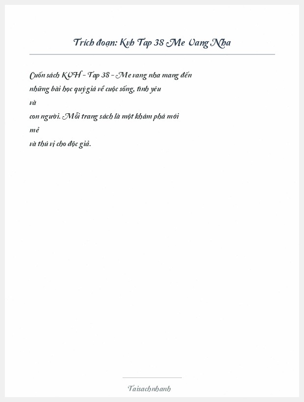 Trích đoạn Kvh Tap 38 Me Vang Nha