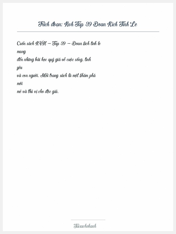 Trích đoạn Kvh Tap 39 Doan Kich Tinh Le