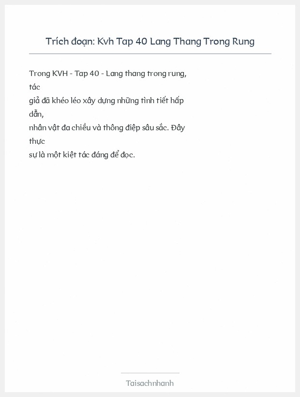 Trích đoạn Kvh Tap 40 Lang Thang Trong Rung