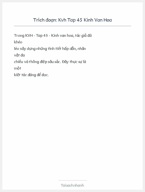 Trích đoạn Kvh Tap 45 Kinh Van Hoa