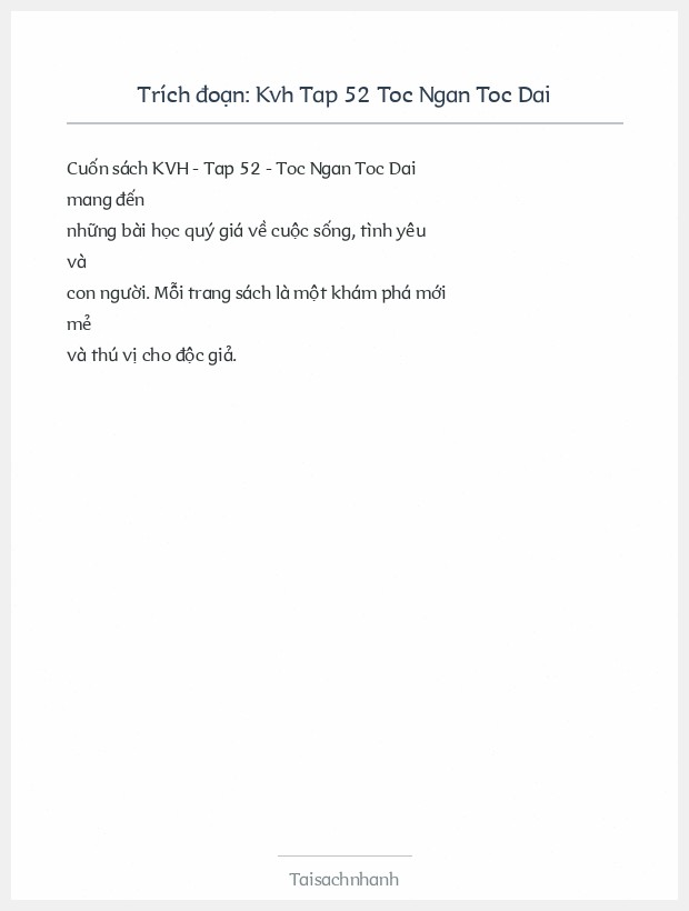 Trích đoạn Kvh Tap 52 Toc Ngan Toc Dai