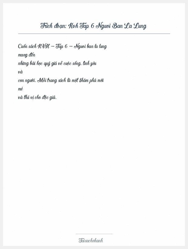 Trích đoạn Kvh Tap 6 Nguoi Ban La Lung