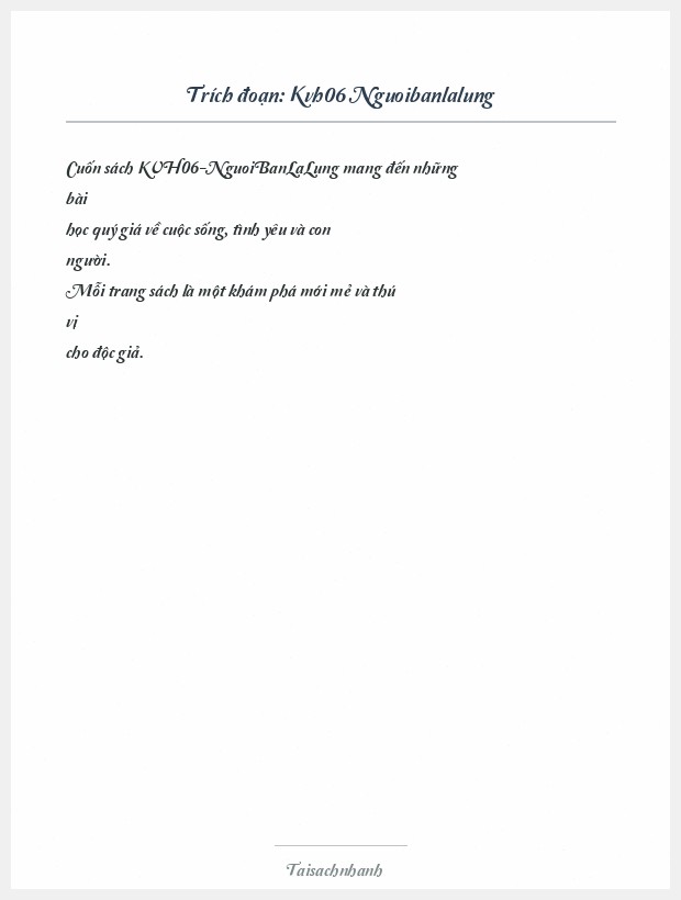 Trích đoạn Kvh06 Nguoibanlalung