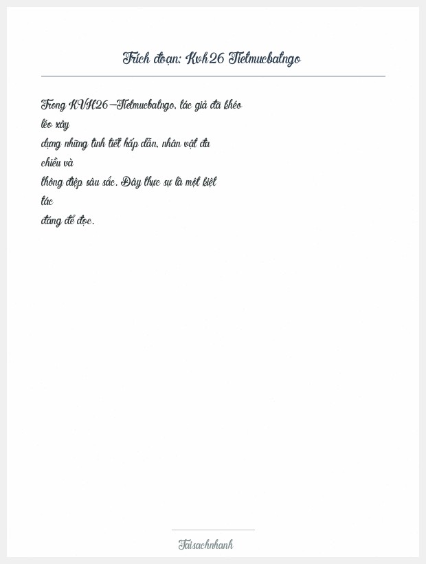 Trích đoạn Kvh26 Tietmucbatngo