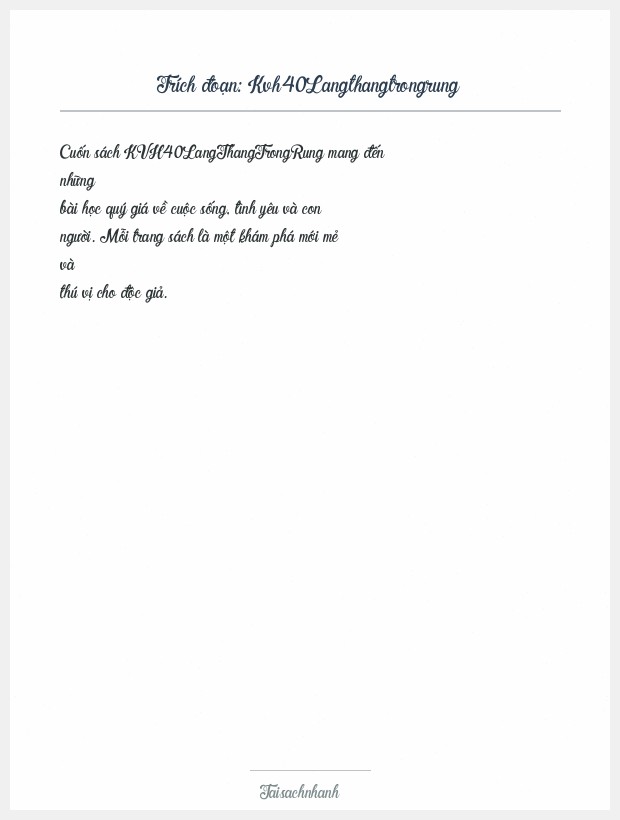 Trích đoạn Kvh40Langthangtrongrung