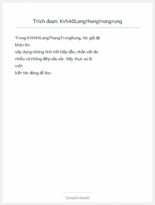 Trích đoạn Kvh40Langthangtrongrung