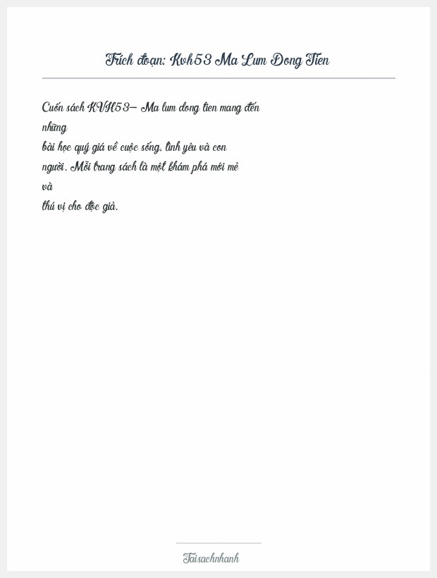 Trích đoạn Kvh53 Ma Lum Dong Tien