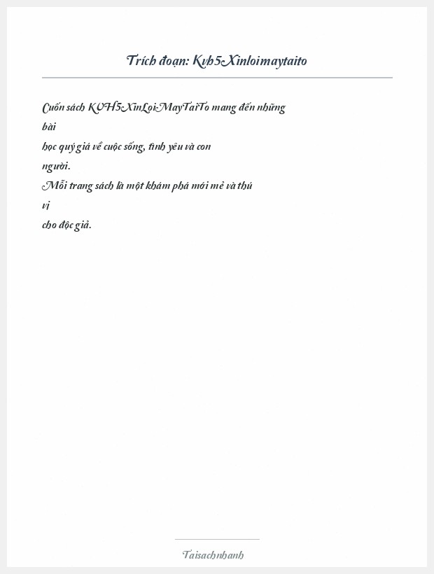 Trích đoạn Kvh5Xinloimaytaito