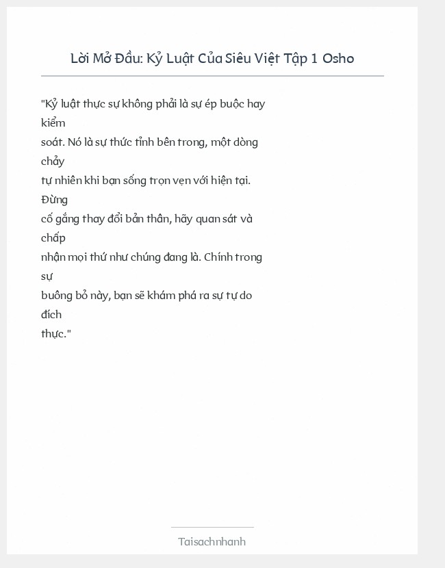 Trích đoạn Kỷ Luật Của Siêu Việt Tập 1 Osho