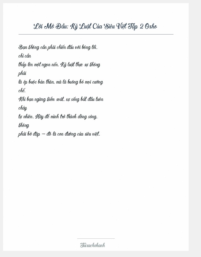 Trích đoạn Kỷ Luật Của Siêu Việt Tập 2 Osho