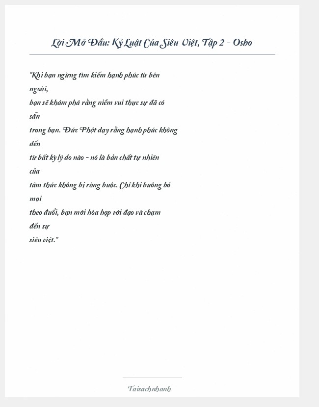 Trích đoạn Kỷ Luật Của Siêu Việt, Tập 2 - Osho