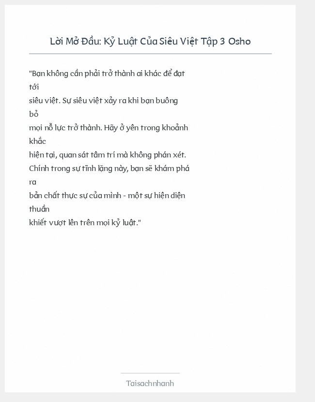 Trích đoạn Kỷ Luật Của Siêu Việt Tập 3 Osho