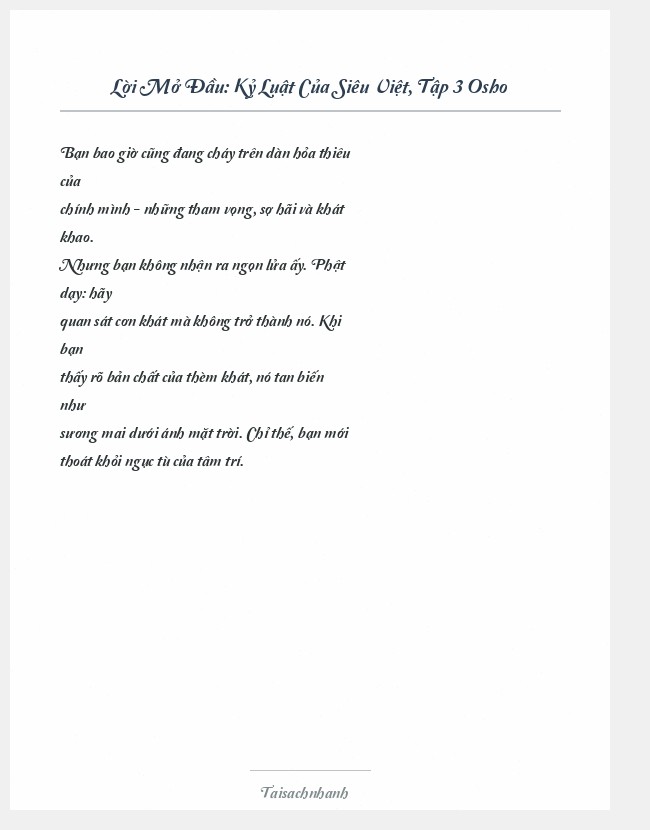 Trích đoạn Kỷ Luật Của Siêu Việt, Tập 3 Osho