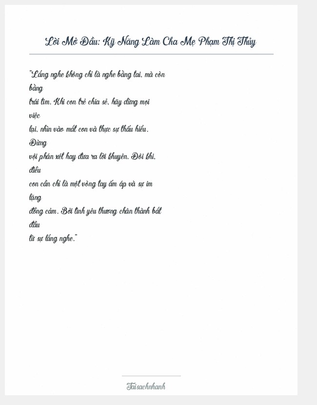 Trích đoạn Kỹ Năng Làm Cha Mẹ Phạm Thị Thủy