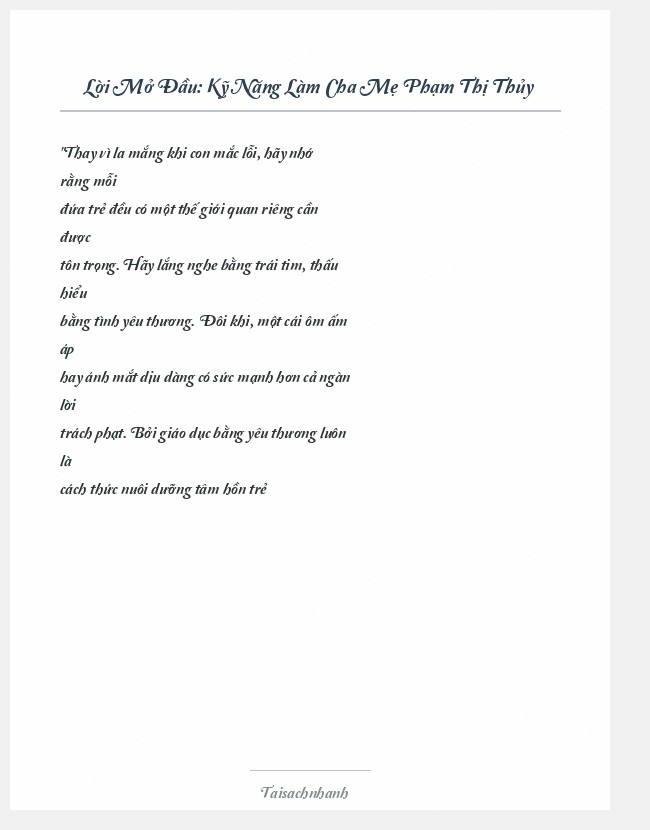 Trích đoạn Kỹ Năng Làm Cha Mẹ Phạm Thị Thủy