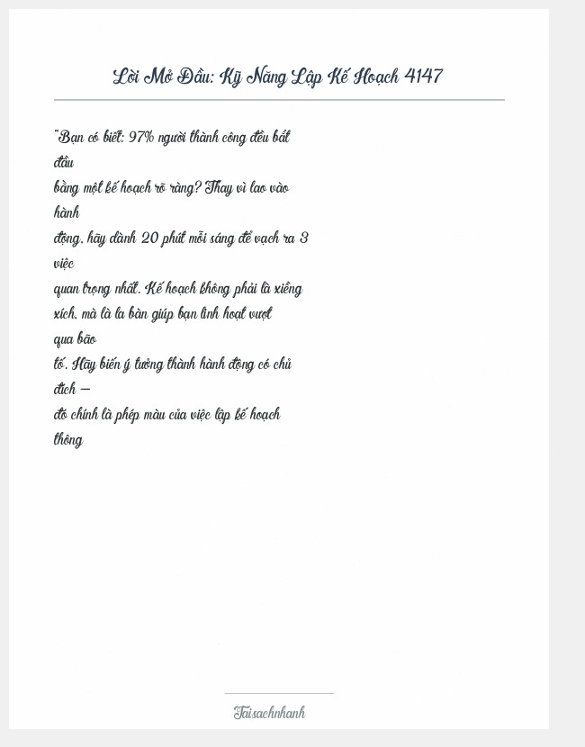 Trích đoạn Kỹ Năng Lập Kế Hoạch 4147