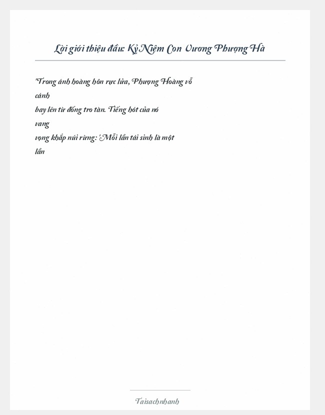 Trích đoạn Kỷ Niệm Con Vương Phượng Hà