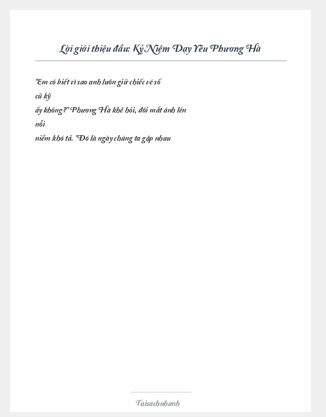 Trích đoạn Kỷ Niệm Dạy Yêu Phương Hà