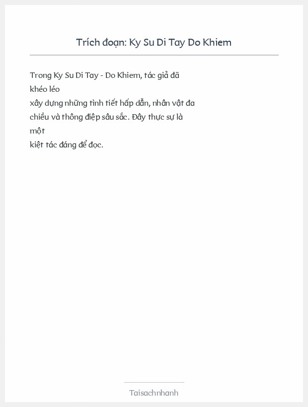 Trích đoạn Ky Su Di Tay Do Khiem
