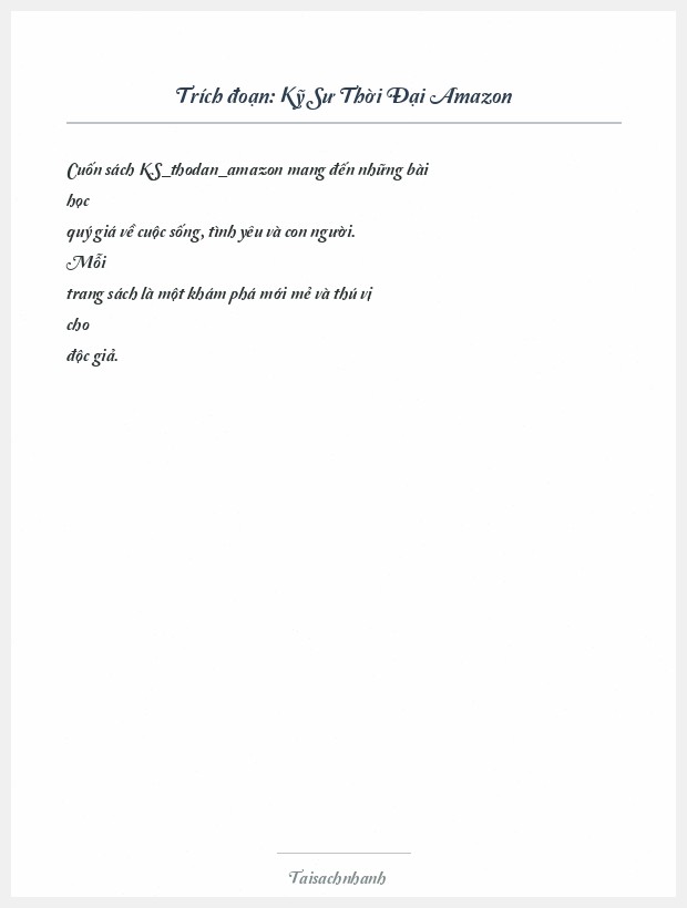 Trích đoạn Kỹ Sư Thời Đại Amazon