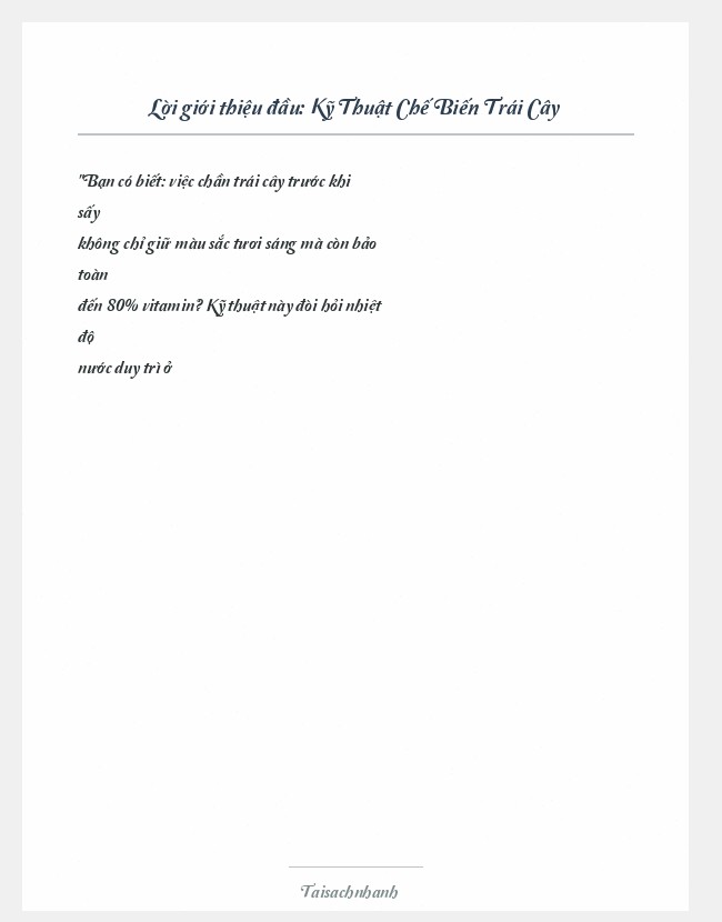 Trích đoạn Kỹ Thuật Chế Biến Trái Cây