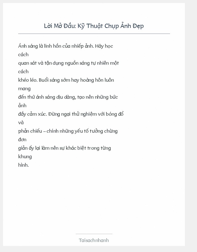 Trích đoạn Kỹ Thuật Chụp Ảnh Đẹp