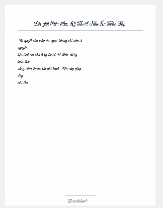 Trích đoạn Kỹ Thuật Nấu Ăn Toàn Tập