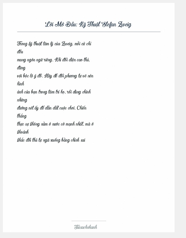 Trích đoạn Kỹ Thuật Stefan Zweig