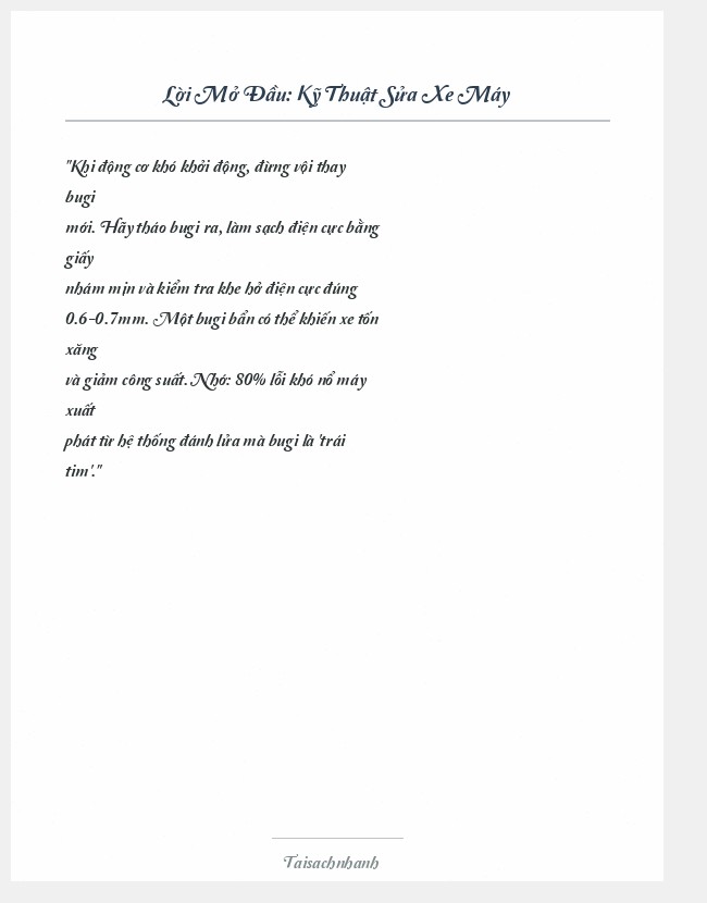 Trích đoạn Kỹ Thuật Sửa Xe Máy
