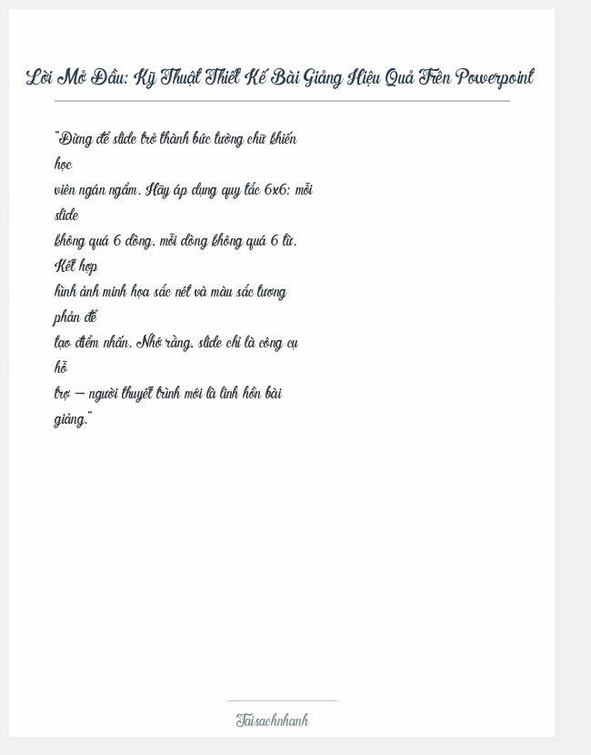 Trích đoạn Kỹ Thuật Thiết Kế Bài Giảng Hiệu Quả Trên Powerpoint