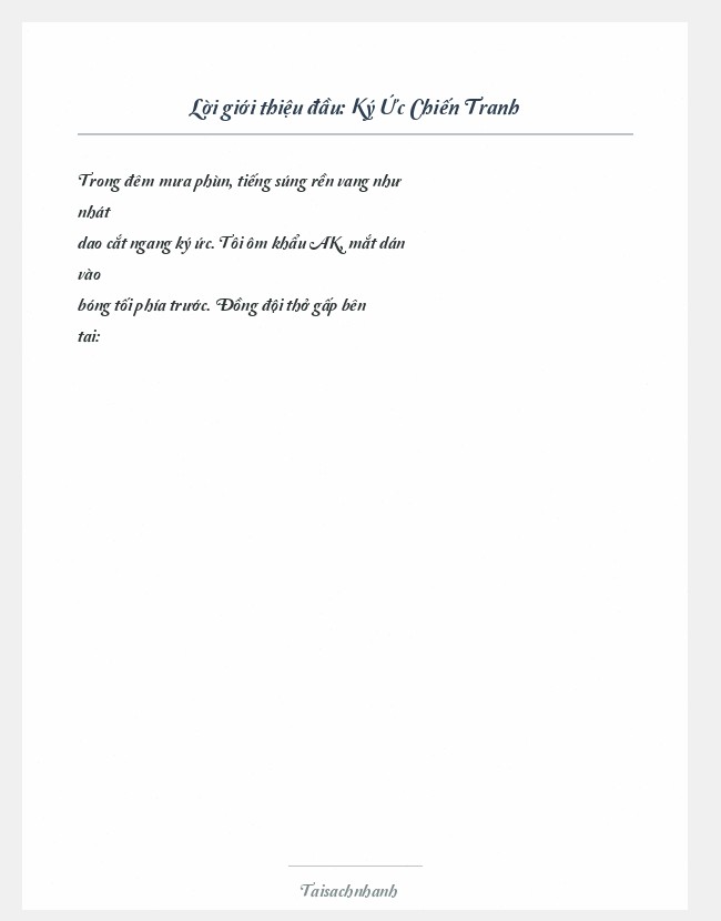 Trích đoạn Ký Ức Chiến Tranh