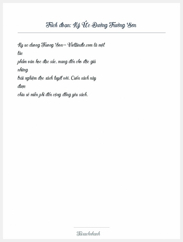 Trích đoạn Ký Ức Đường Trường Sơn