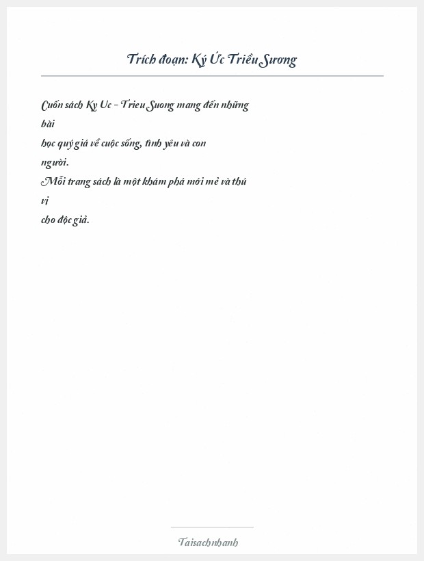 Trích đoạn Ký Ức Triều Sương