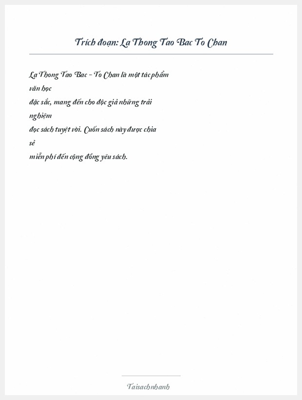 Trích đoạn La Thong Tao Bac To Chan