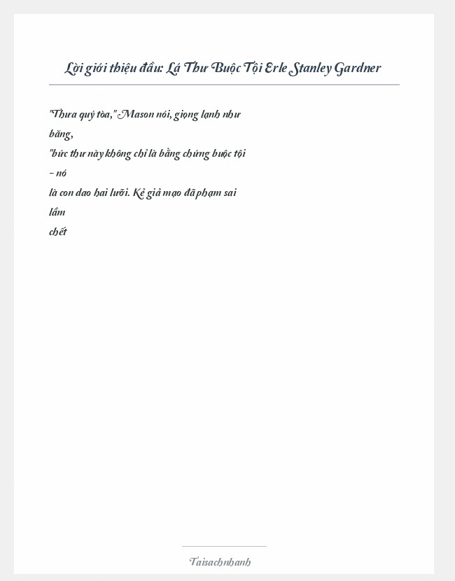 Trích đoạn Lá Thư Buộc Tội Erle Stanley Gardner