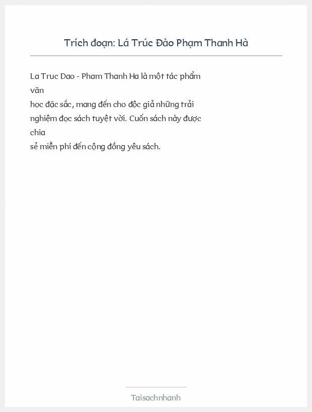 Trích đoạn Lá Trúc Đào Phạm Thanh Hà