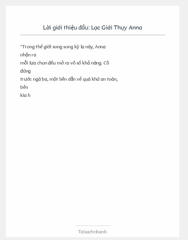 Trích đoạn Lạc Giới Thụy Anna